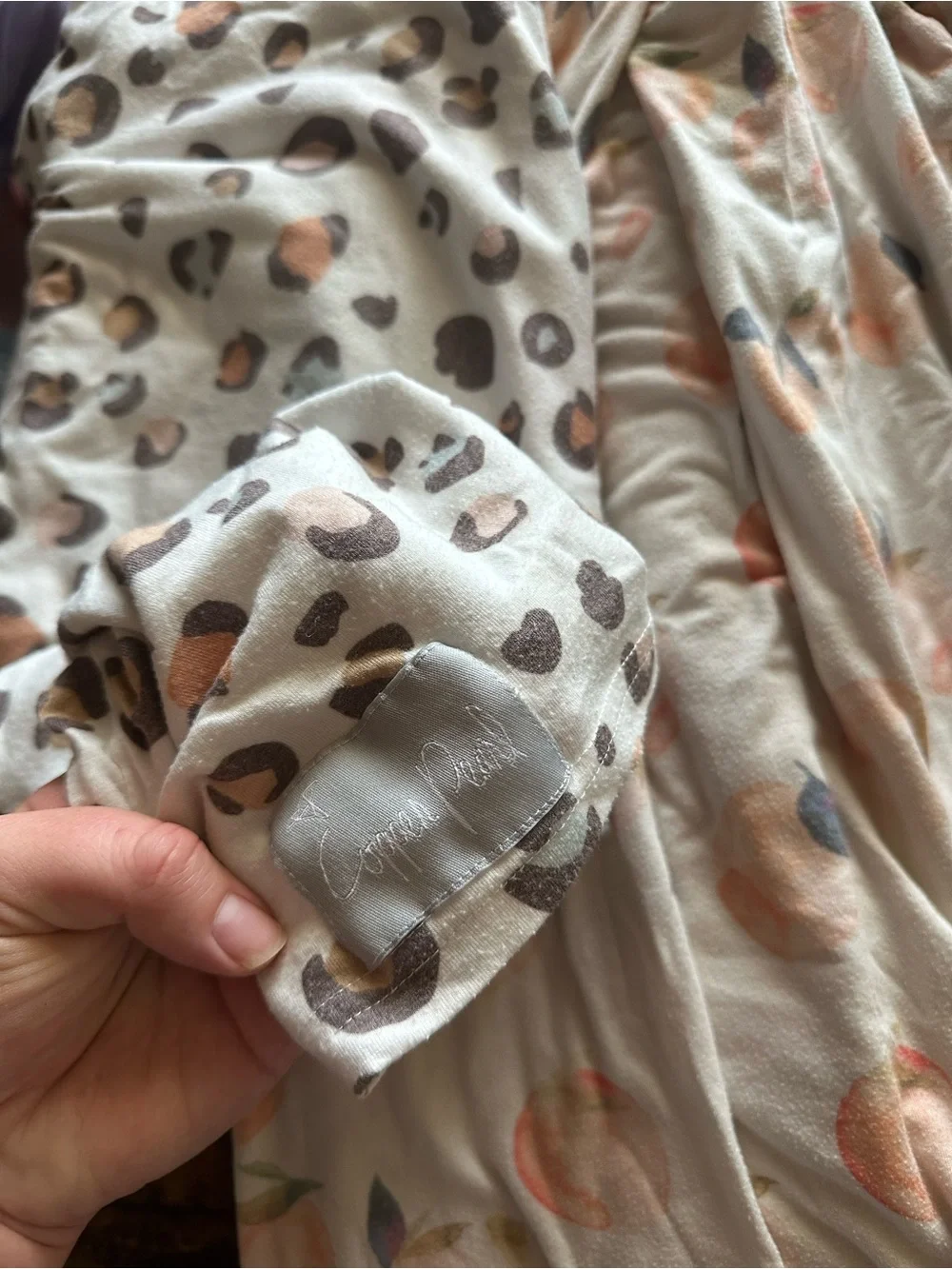 Copper Pearl Cream Leopard car seat cover & Peach Print swaddle blanket